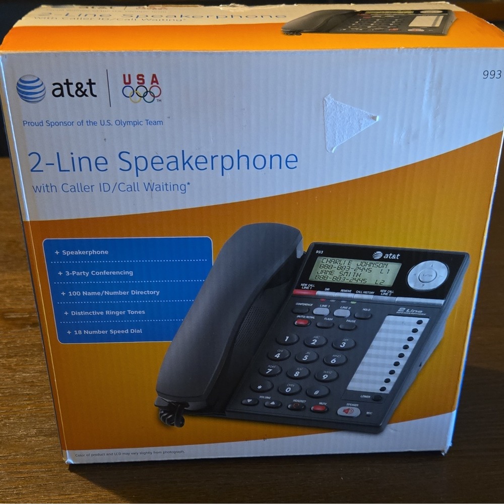 AT&T 993 Black 2-Line Corded Speakerphone w/ Caller ID/Call Waiting, 3-Way - Picture 3 of 3